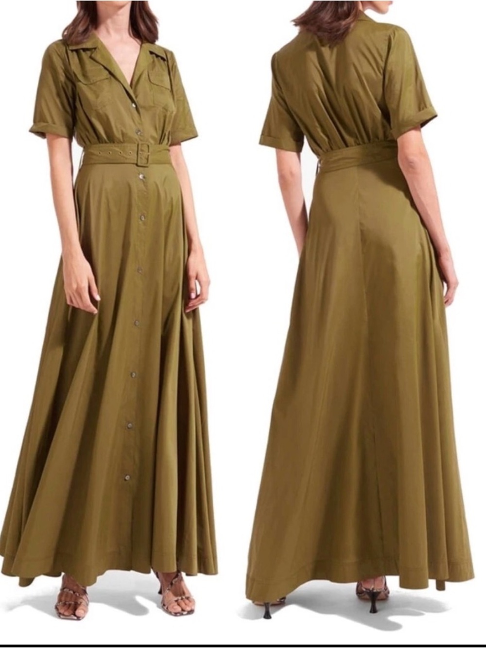 STAUD Olive Green Trench Shirt
